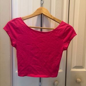 American Eagle Hot Pink Open Back Wrap Crop Top S
